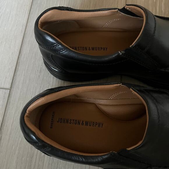 Johnston & Murphy 25-7205 Men's 9.5M Black Leather Slip On Loafer Shoe Sheepskin - Picture 3 of 8